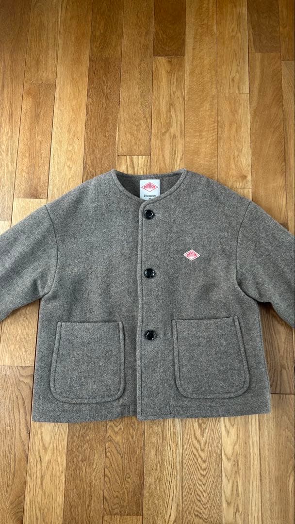 美品 DANTON(ダントン) ウールモッサライトパイルノーカラージャケット