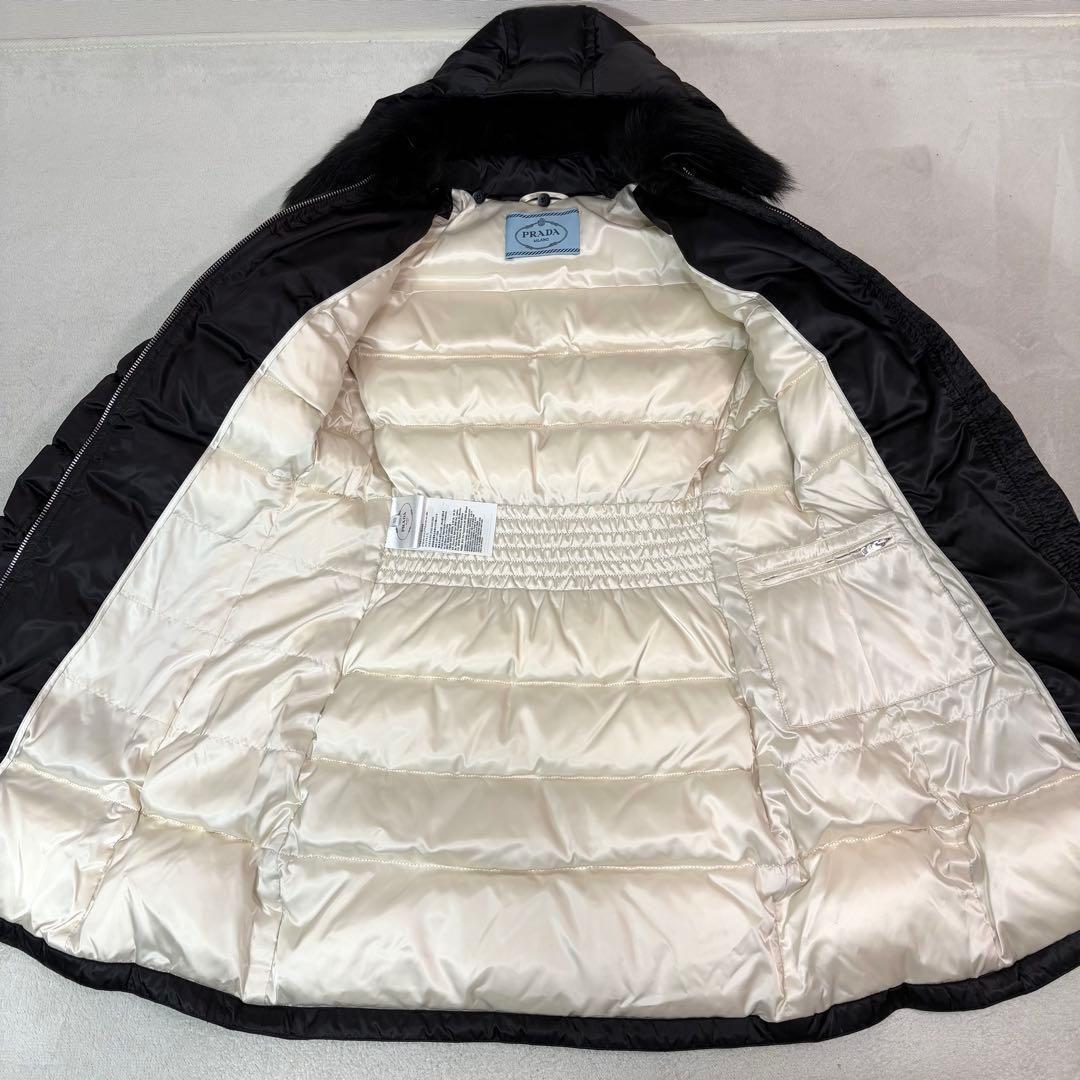 20AW ☆極美☆ PRADA 三角ロゴ シープスキン ダウンコート 黒 40号