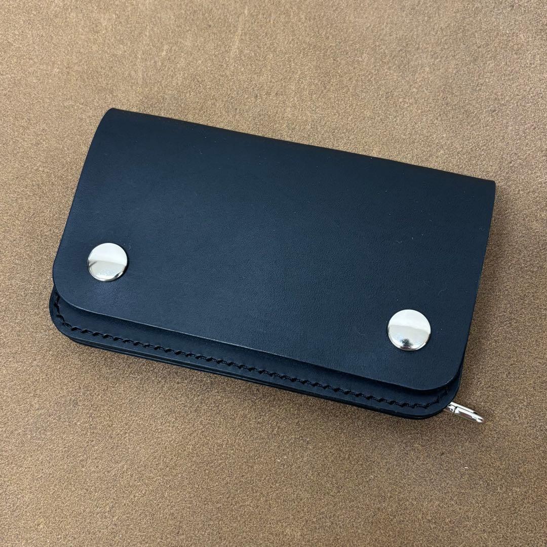 トラッカーウォレット ミドル 黒 2層 薄型 ヌメ 姫路レザー - メルカリ