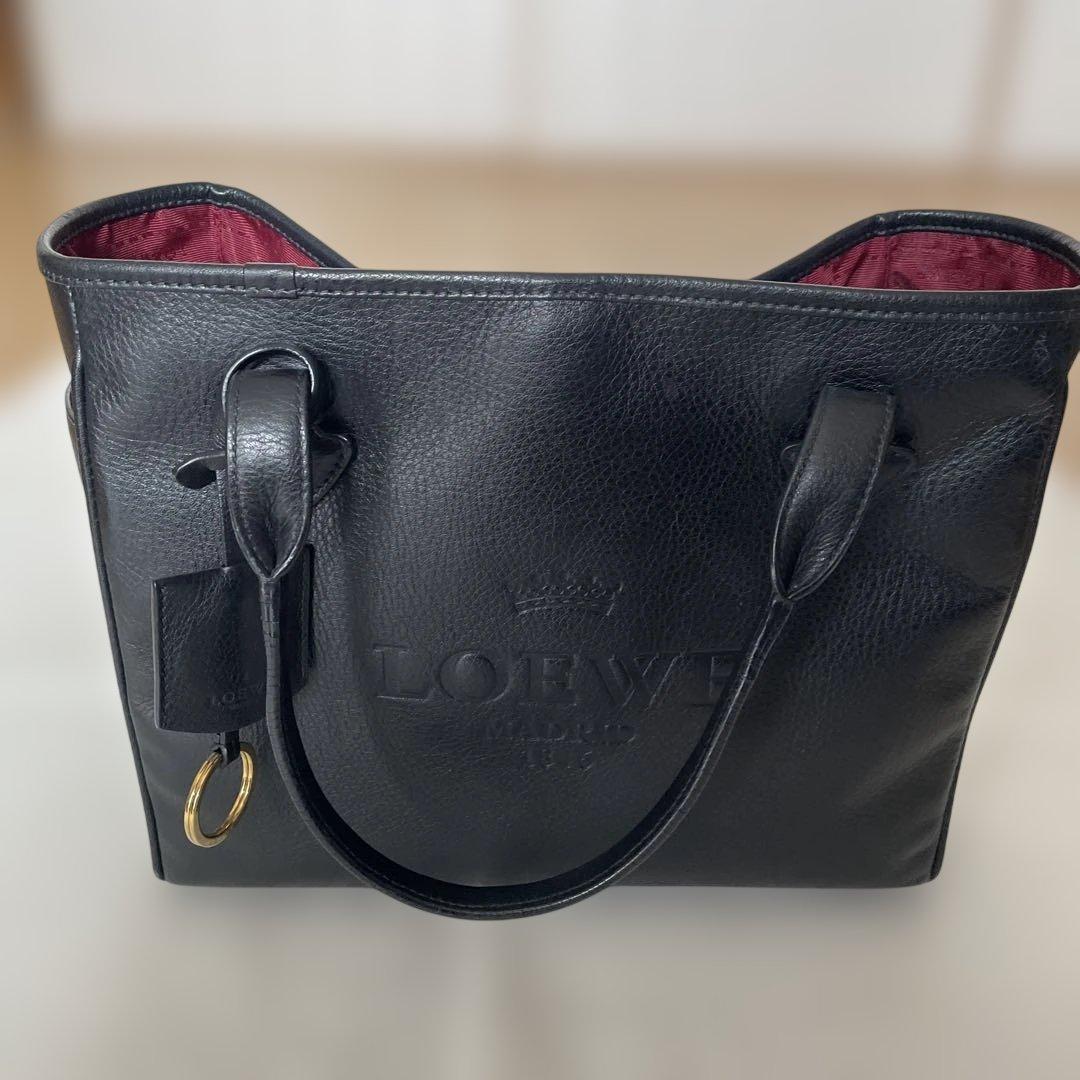 LOEWE ロエベ ヘリテージ レザー トートバッグ ハンドバッグ ブラック