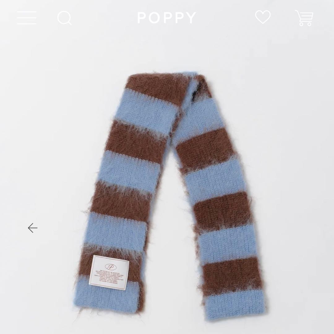 poppy【新品未使用】Border muffler　blue border Border muffler