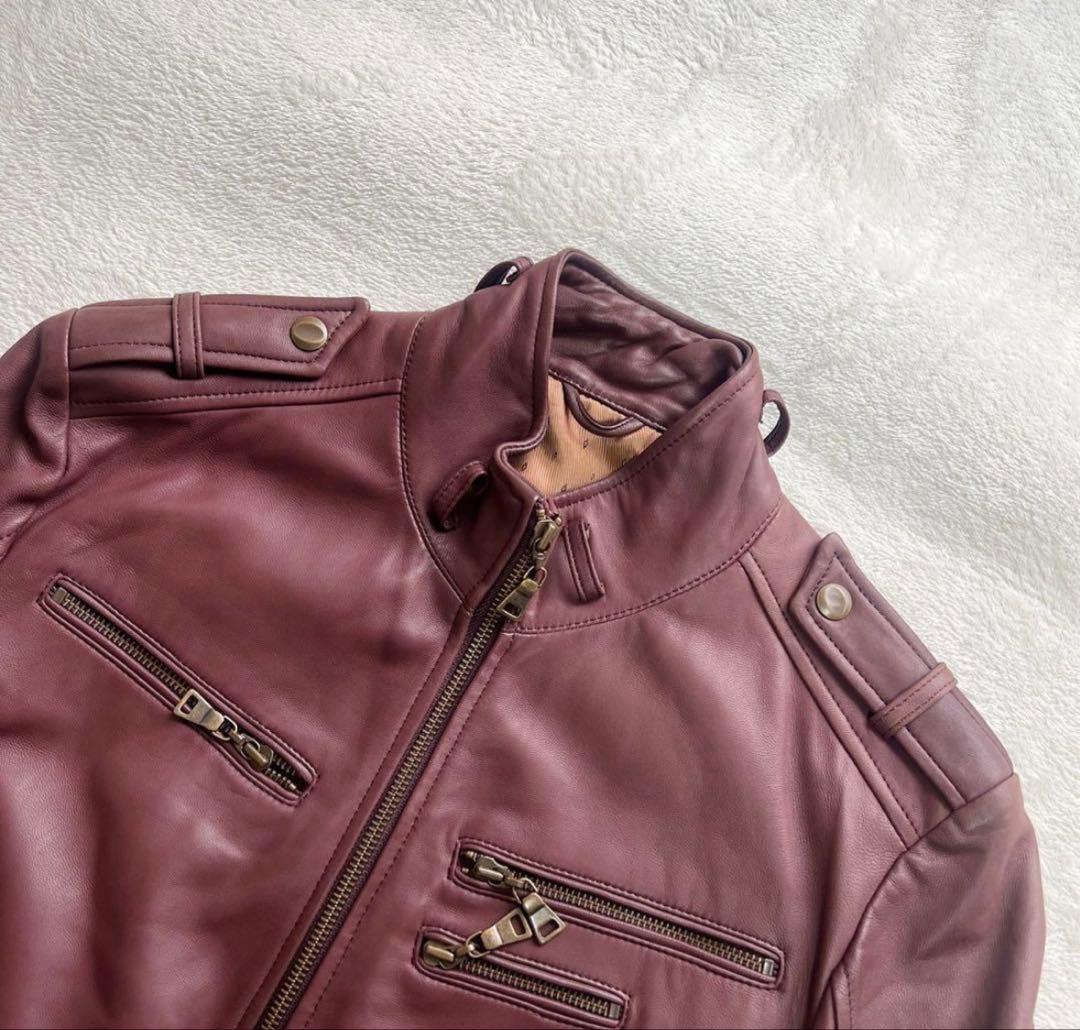 ムッシュニコル レザージャケット 羊革 革ジャン 48 ボルドー - メルカリ