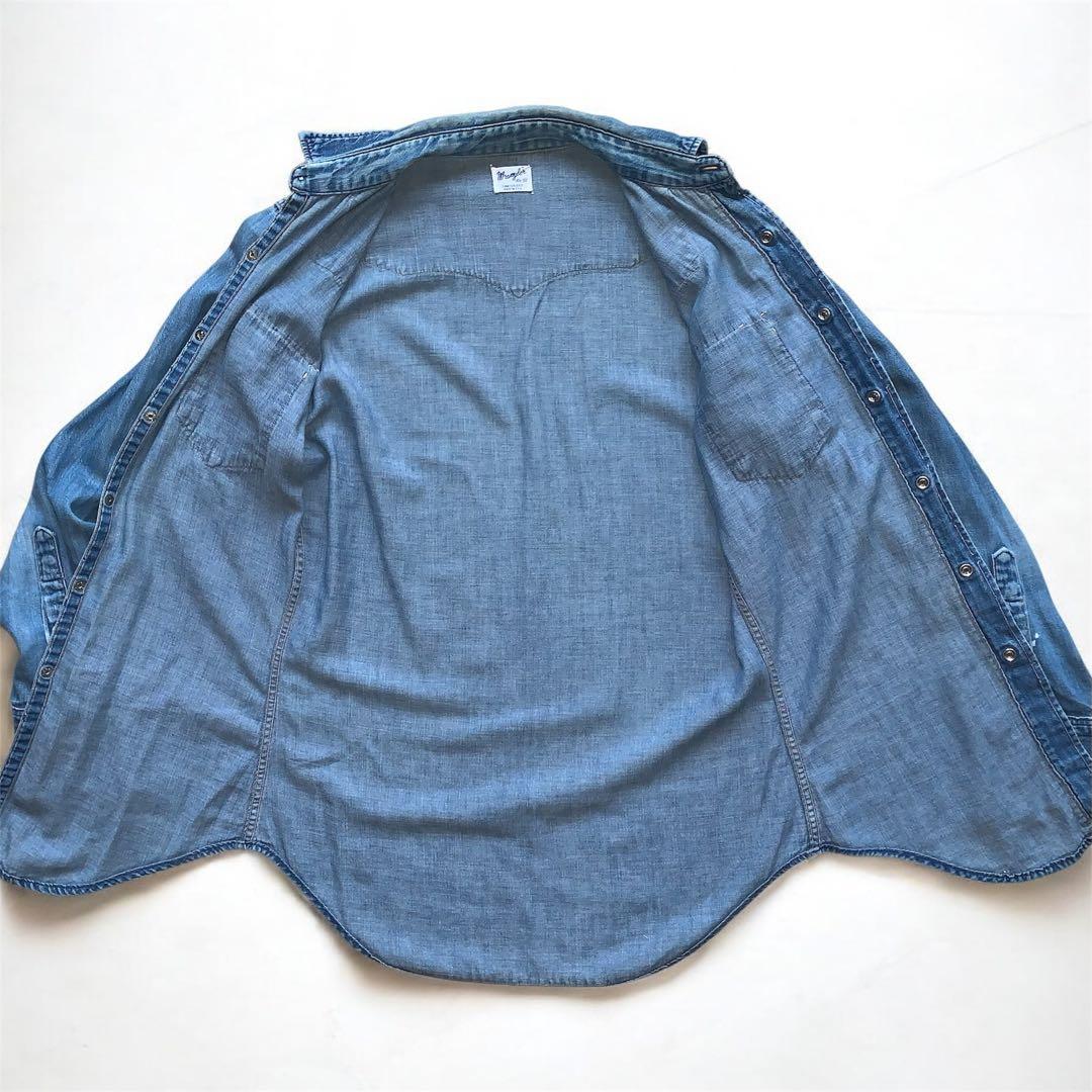 60s ビンテージ ラングラー デニムウェスタンシャツ27MW/14.5-32