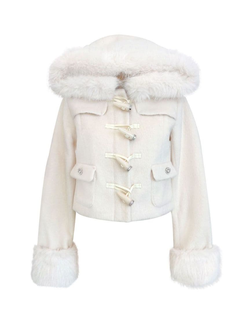 ミシェルマカロン ファーショートダッフルコート - メルカリ