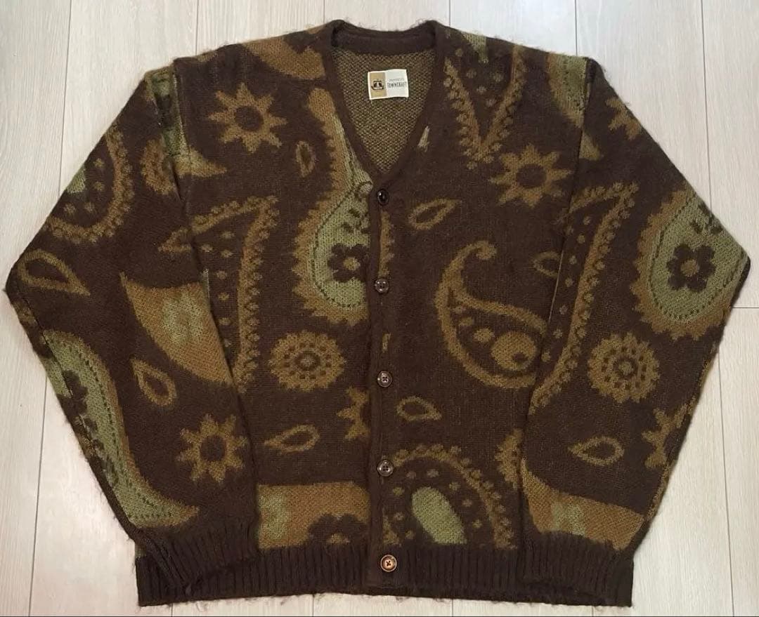 80s~90s Towncralt タウンクラフト カーディガン ペイズリー柄 TOWNCRAFT（タウンクラフト） ヴィンテージパターン シャギー