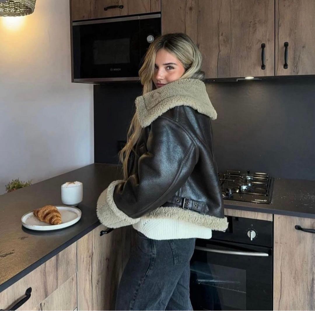 完売モデル♡ZARA ダブルフェイスショート ボアジャケット XS レザー