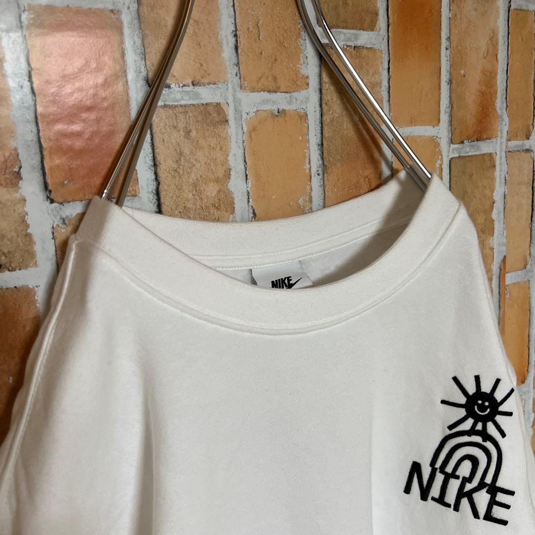 267NIKE 90sナイキトレーナースウェットビッグロゴ刺繍 ワンポイント