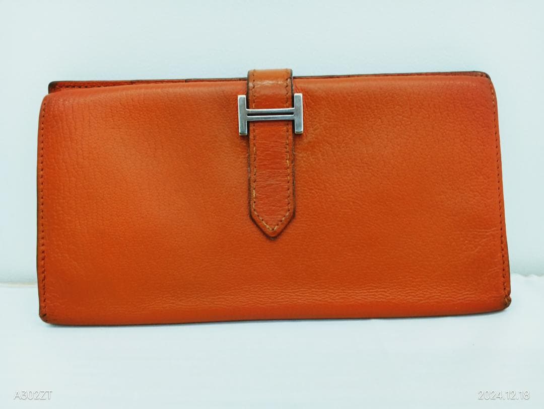 【capitalatipac】エルメス長財布 ベアン シェーブル オレンジ HERMES エルメス 長財布 ベアンスフレ カプシーヌ シェーブルミゾル
