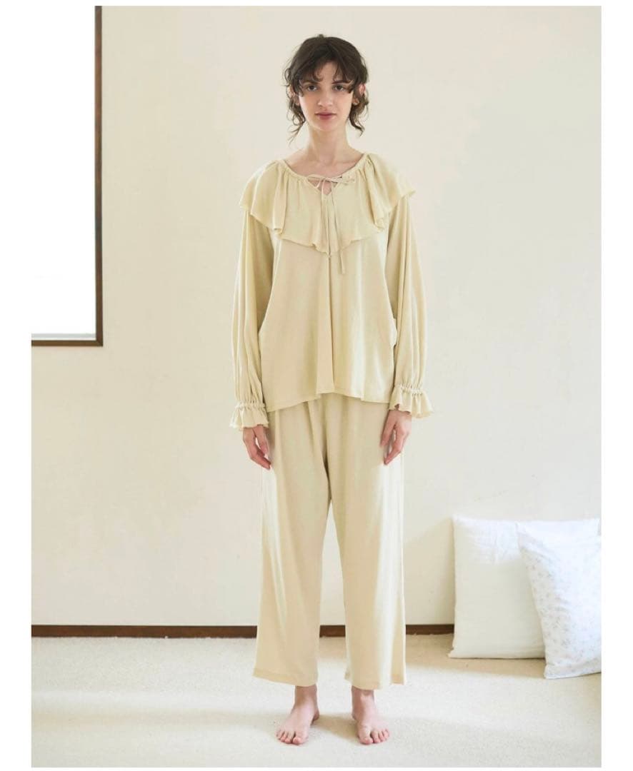 ナナデコール　チェリーエアリーパジャマ上下セット イエロー イエロー フロシュカエアリーウェア上下セット 介護服 在宅介護 入院