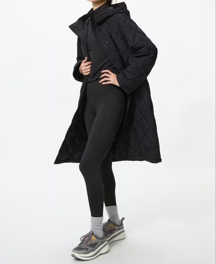 ユニクロ パフテックロングコートリラックスフィット XL ブラック