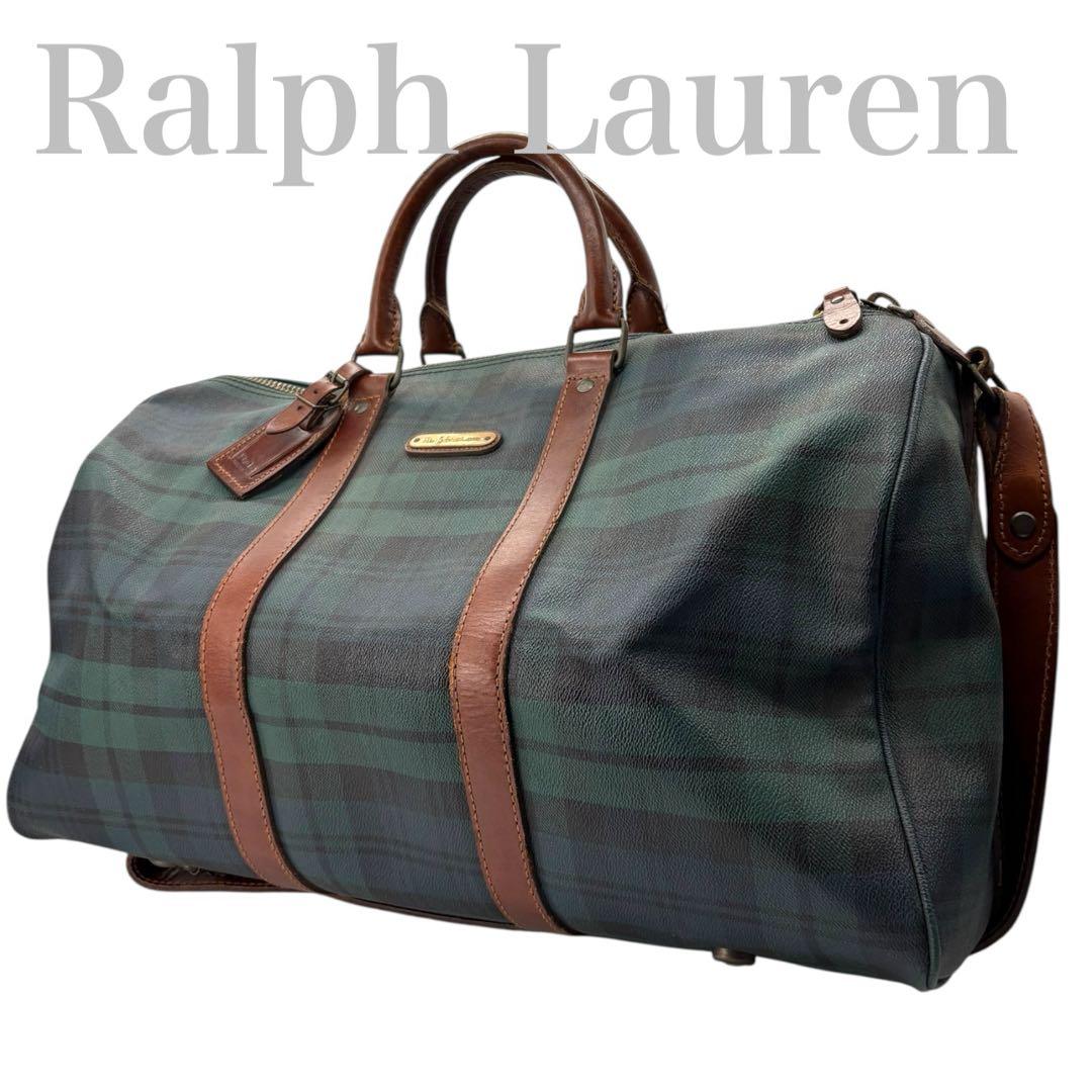 美品 ポロ ラルフローレン 2way ボストンバッグ グリーン 旅行 330A RALPH LAUREN ラルフローレン 2way ボストンバッグ チェック柄