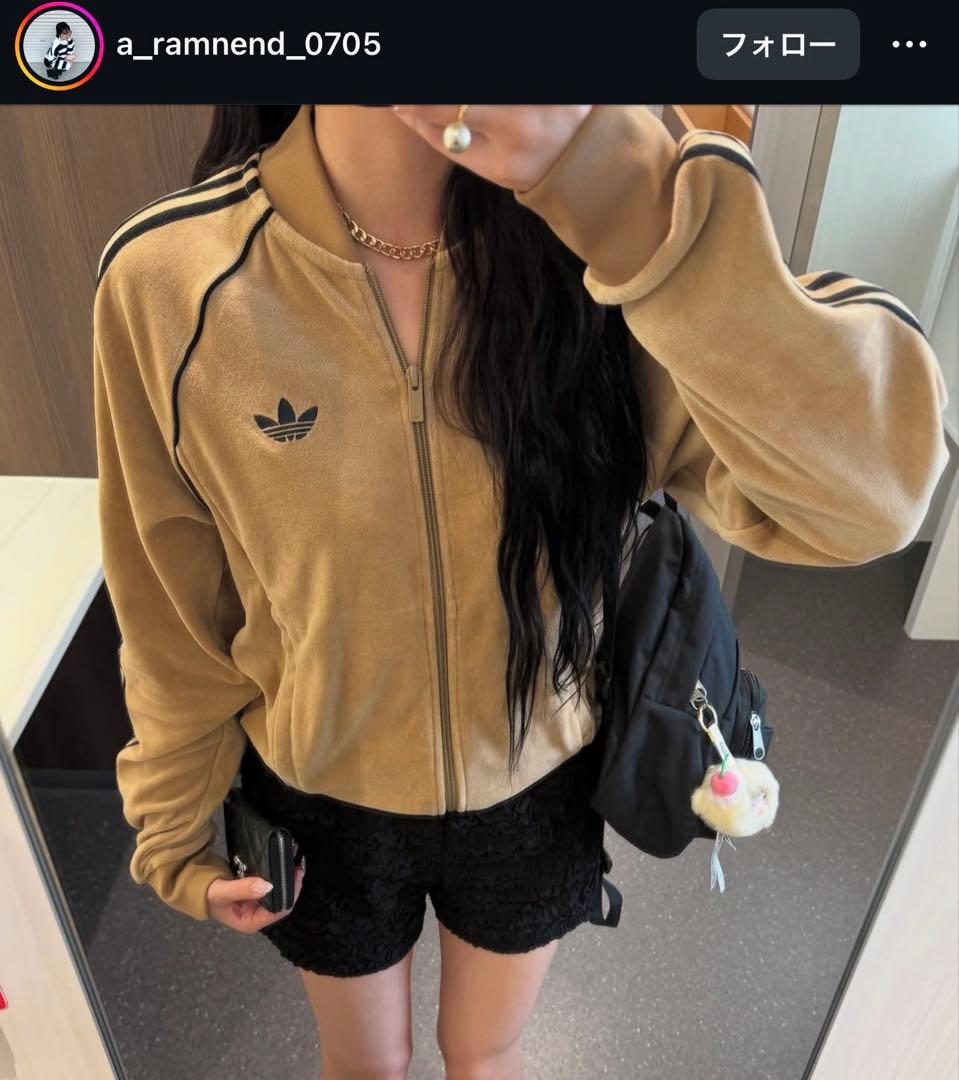 新品M】adidas アディカラー ブラウン ベロア トラックトップ 風早ゆう