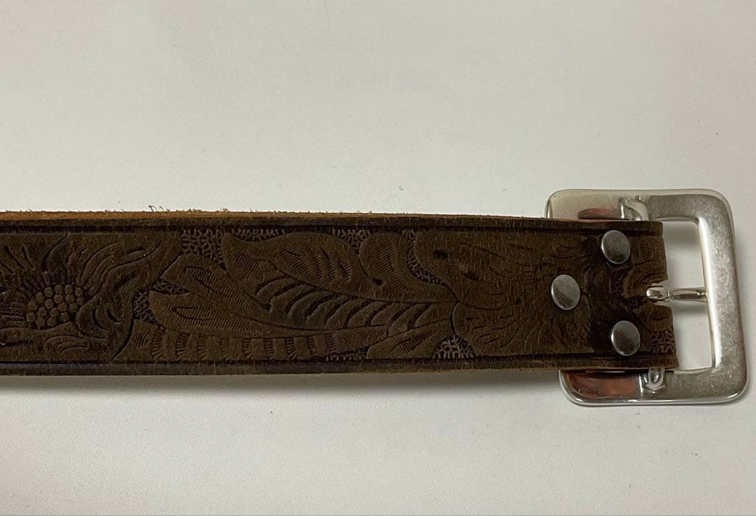RRL カービングベルト 金属バックル 32インチ レザー ブラウン