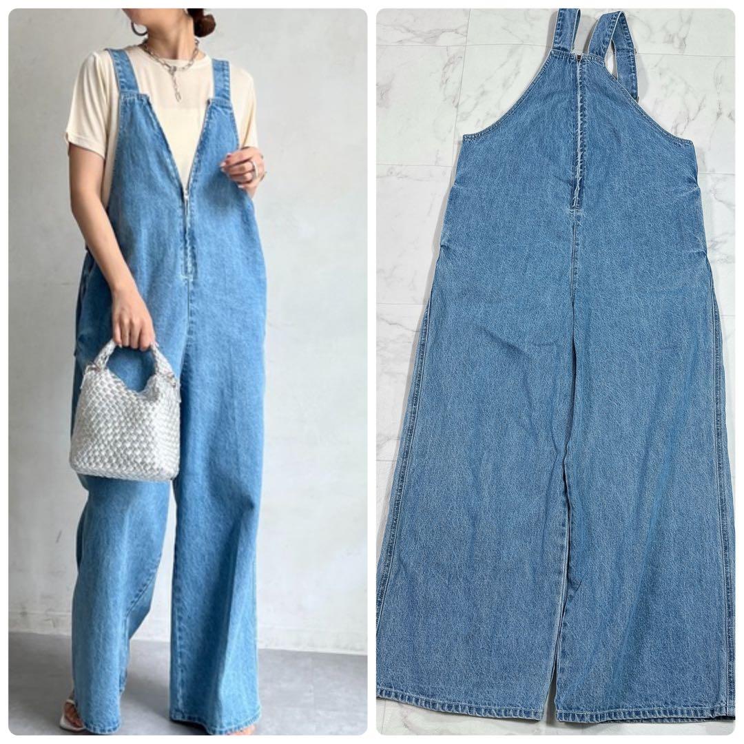 美品 DouDou デニムフロントジップ サロペット 完売品 DouDou（ドゥドゥ） サロペット オーバーオール デニムフロントジップ