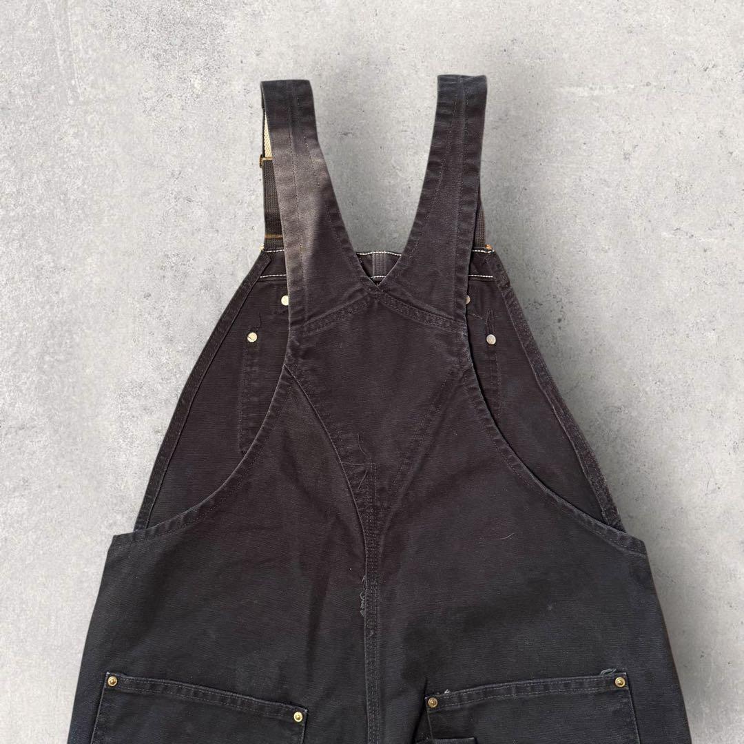 カーハート】オーバーオール 42×32 黒 フェード ダック地 つなぎ