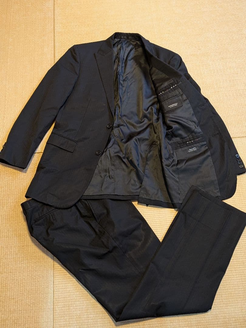 バーバリーブラックレーベル セットアップ スーツ スーパー100s 黒 42