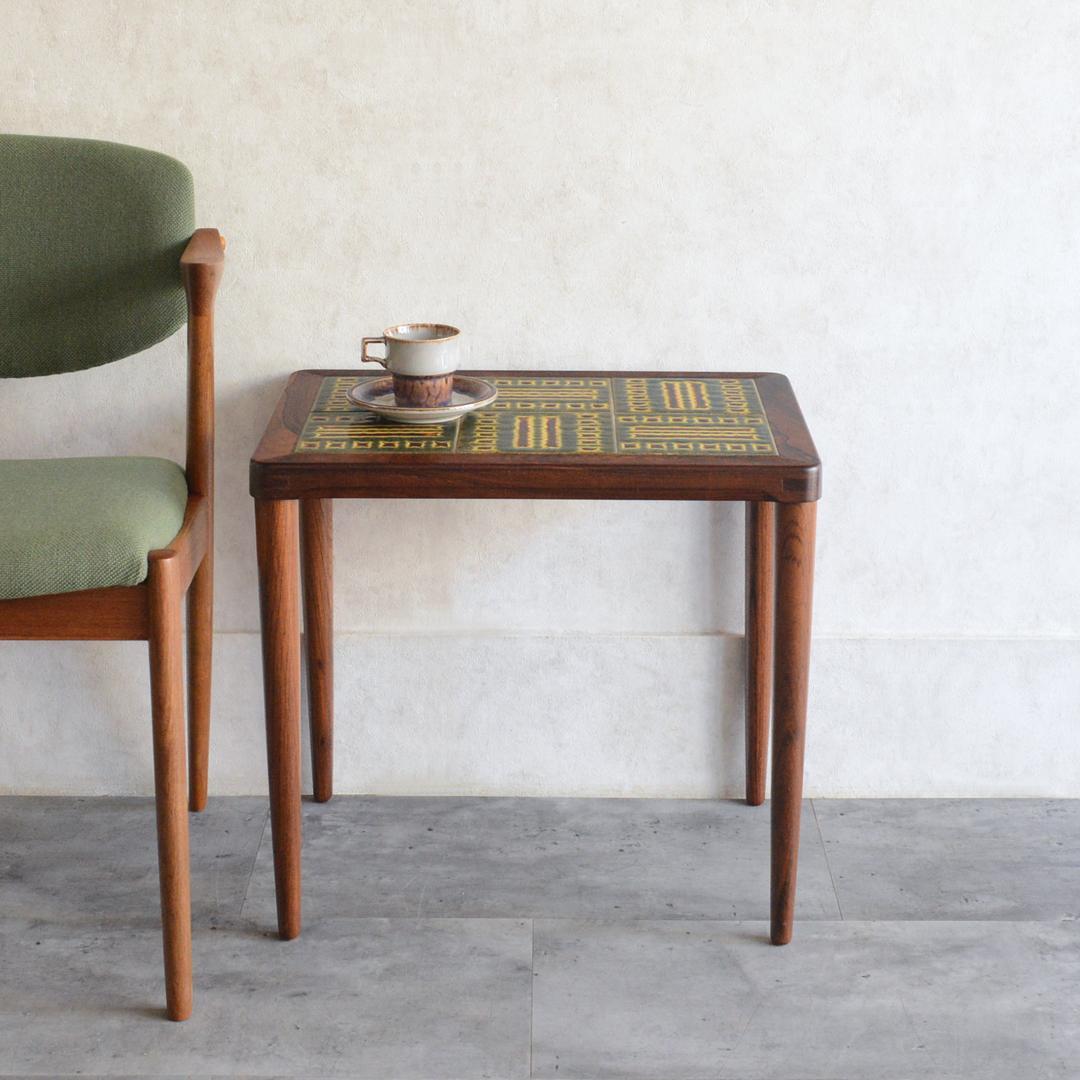 デンマーク 北欧ヴィンテージ タイルトップ ローズウッド サイド