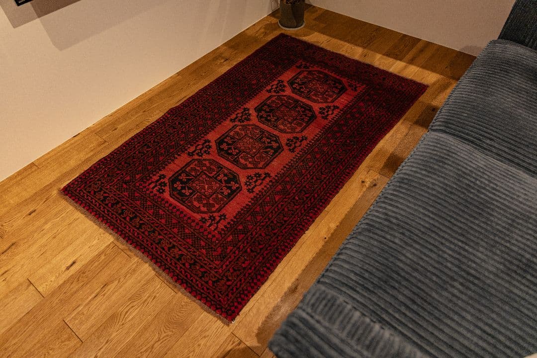 ヴィンテージラグ トルクメン165×101cm アフガニスタン産 トライバルラグ アフガニスタン産 1980年代 トルクメンラグ】トライバルラグ-手織り