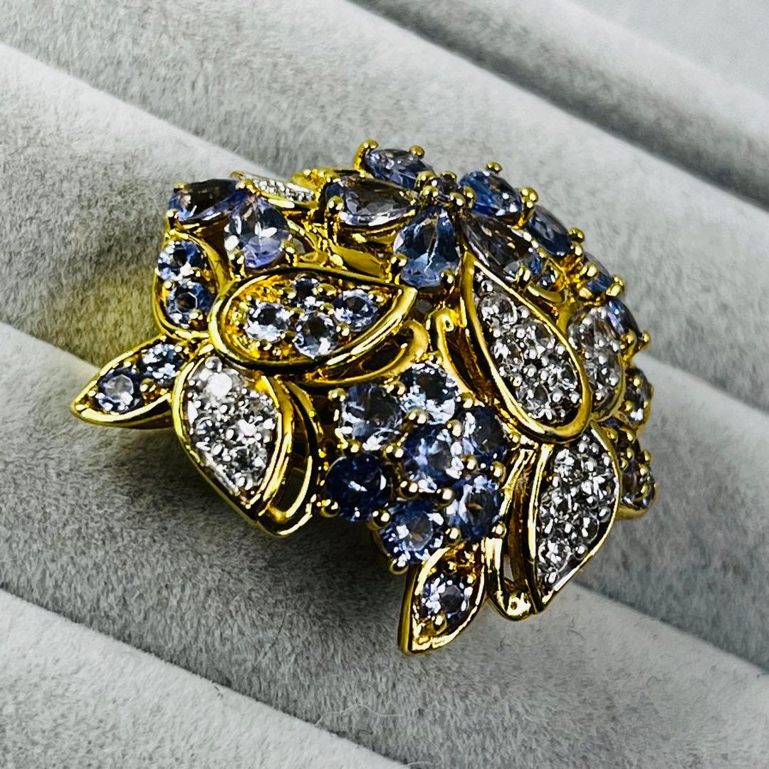 【美品】gstv ジュエリー　タンザナイト ホワイトジルコン リング　14号 K10ホワイトゴールドタンザナイトリング(RFR457-002)|TSUTSUMI