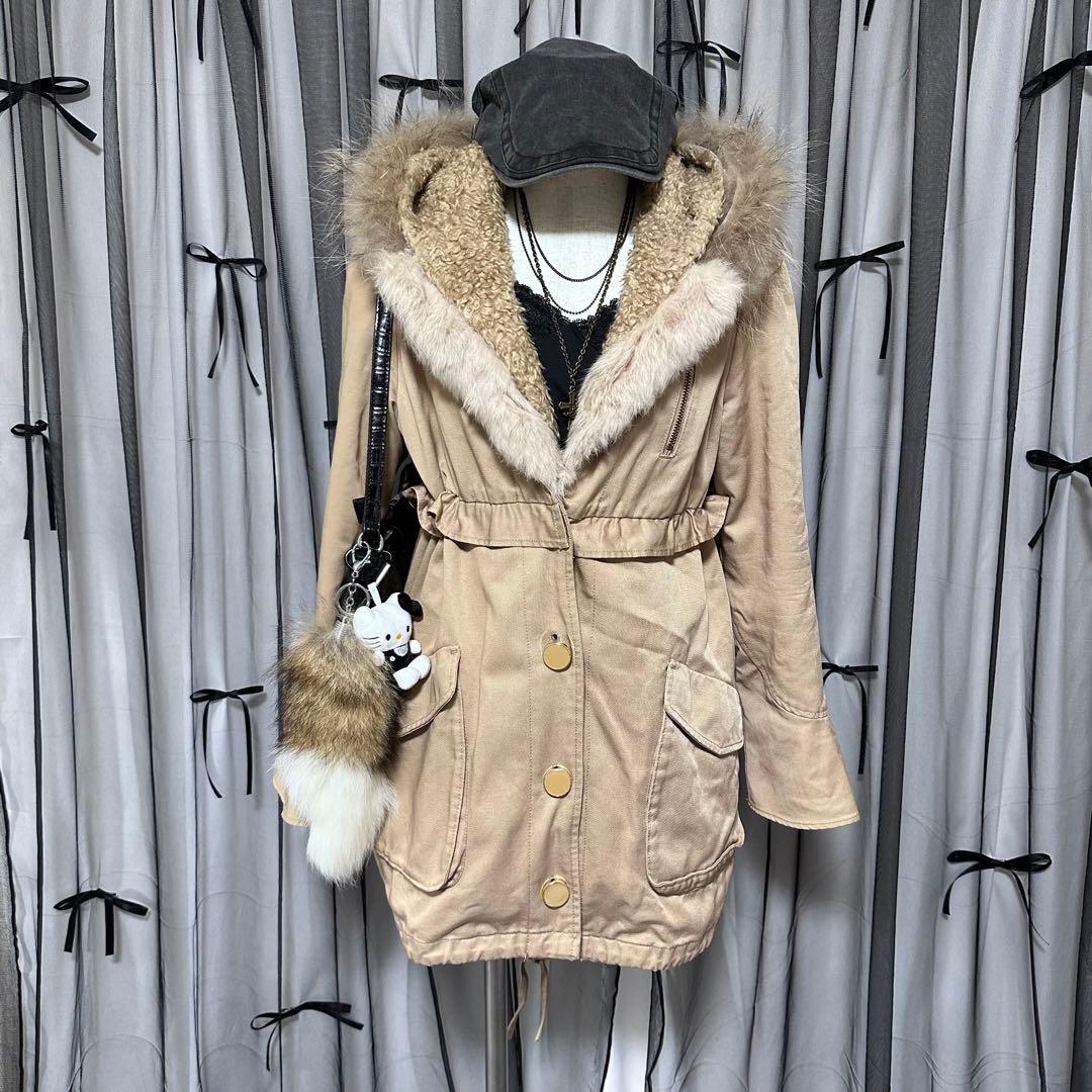00s y2k フェアリーグランジ ファー付き モッズコート 平成ギャル