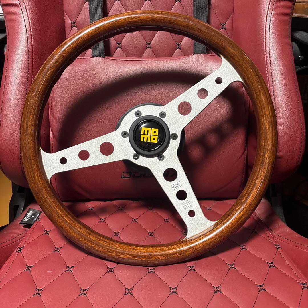 MOMO ステアリングホイール 35cm ウッド MOMO形状対応 ステアリング ウッド×メッキスポーク 直径35cm ハンドル