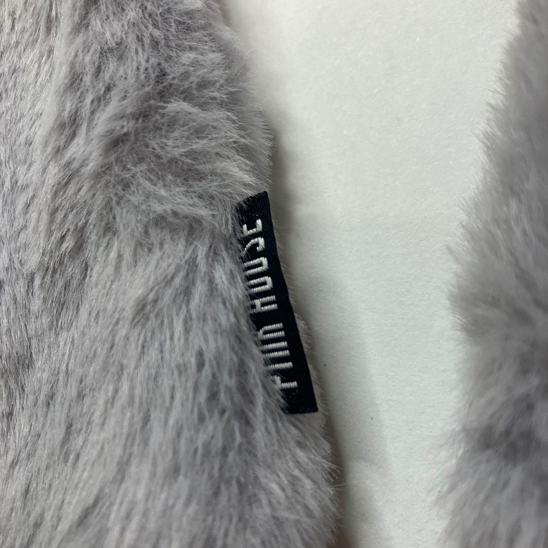 新品未使用】ピンクハウス グレー ネコちゃん ファーマフラー/2020年