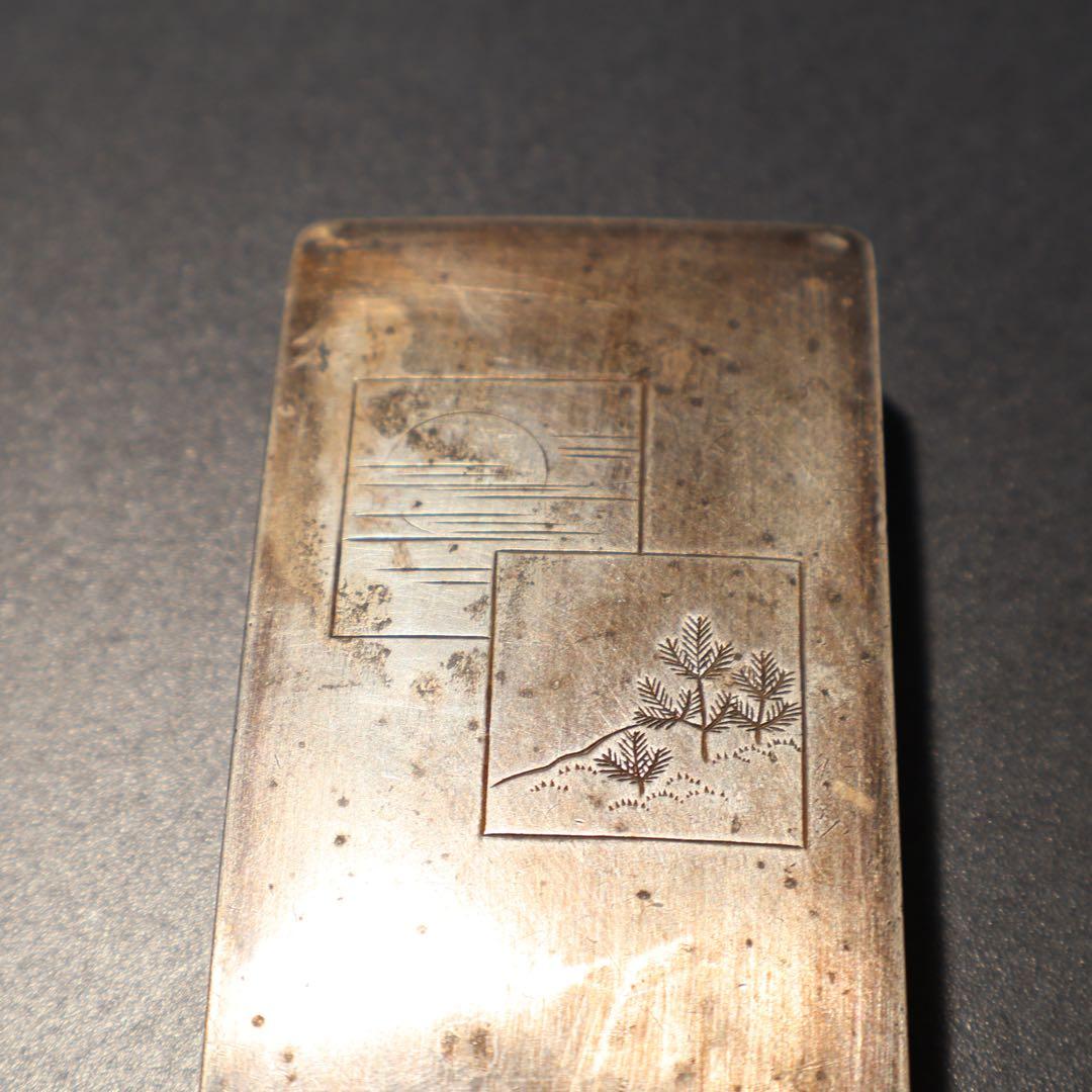 銀製 色紙文様 爪楊枝入れ 小物入れ アンティーク 6R1481K3