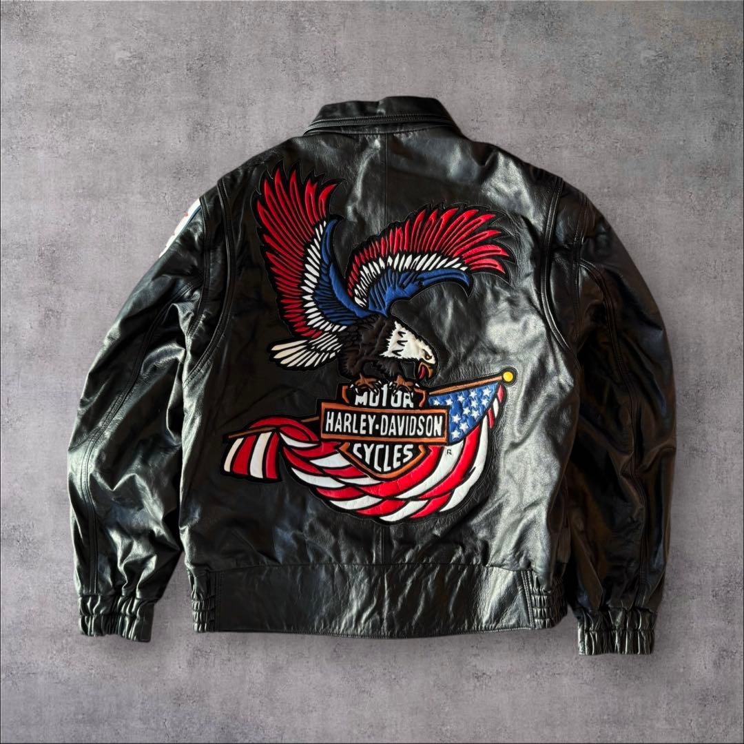 Harley-Davidsonヴィンテージ レザージャケット　サイズL HARLEY DAVIDSON 95th Anniversary Bomber Leather Jacket Mens Size L