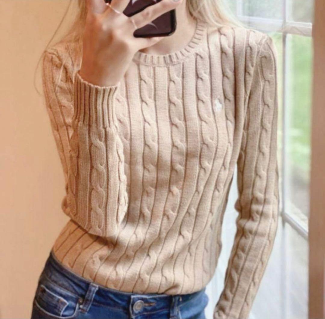 ラルフローレンピマコットン100%ケーブルニット 一度着用】大人気色ラルフローレンピマコットンケーブル編みニット