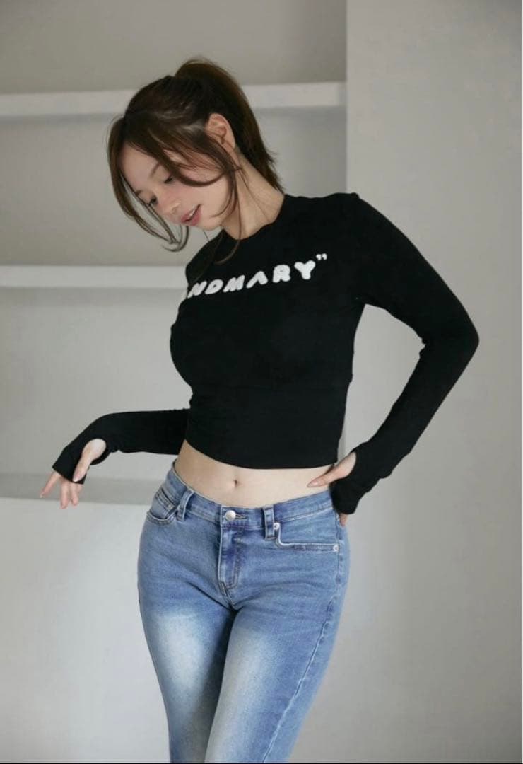 ANDMARY Mary logo tops ブラック black ANDMARY】Mary logo tops