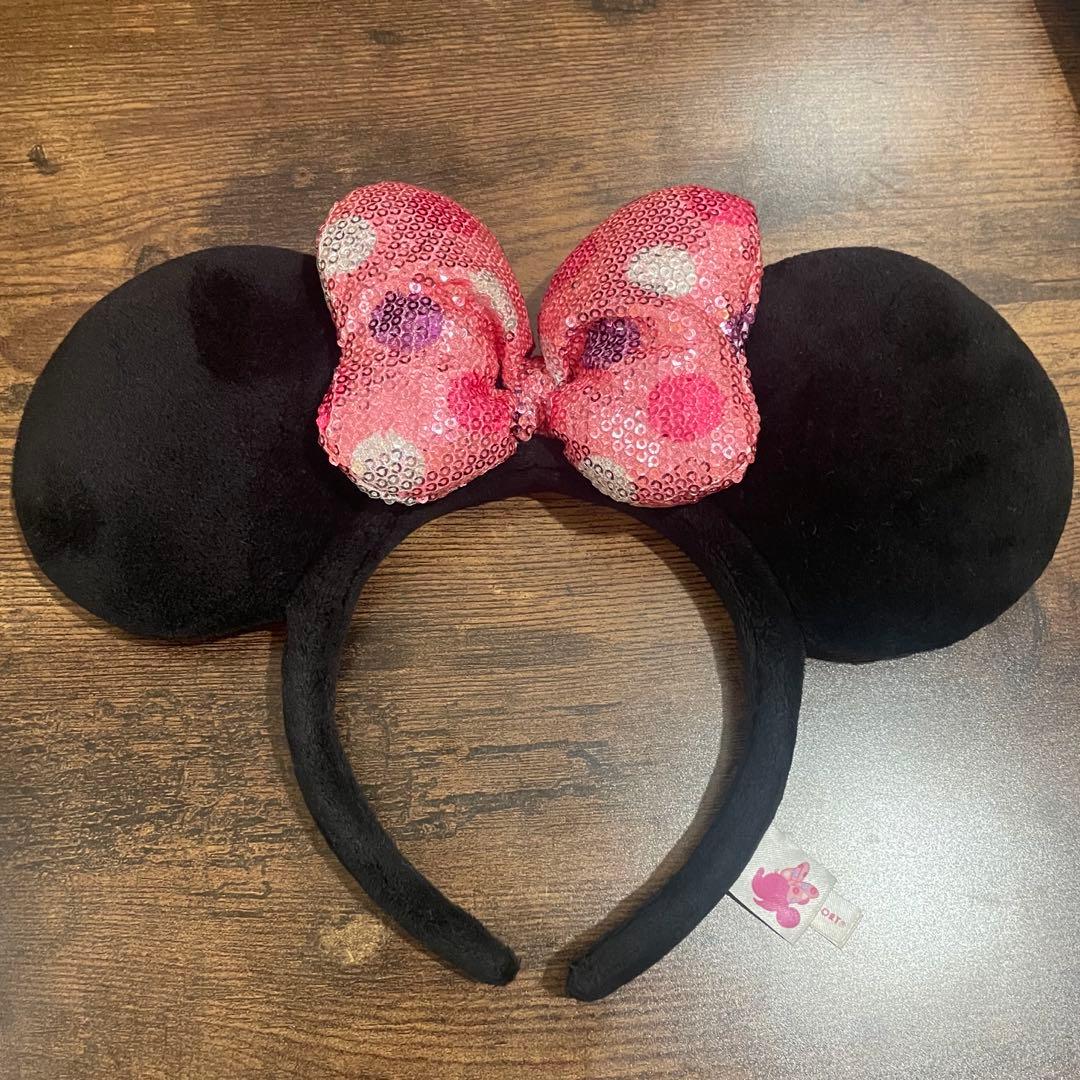 ディズニー カチューシャ ミニー ピンク ノーマル スパンコール - メルカリ