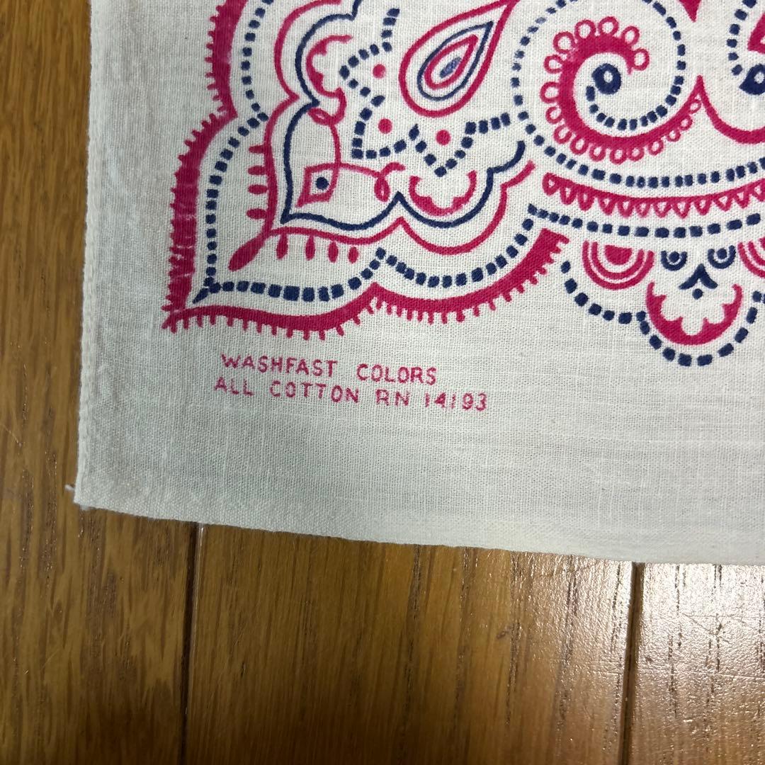 ヴィンテージバンダナ デップ柄 白ベース トリコカラー ワムクラフト社