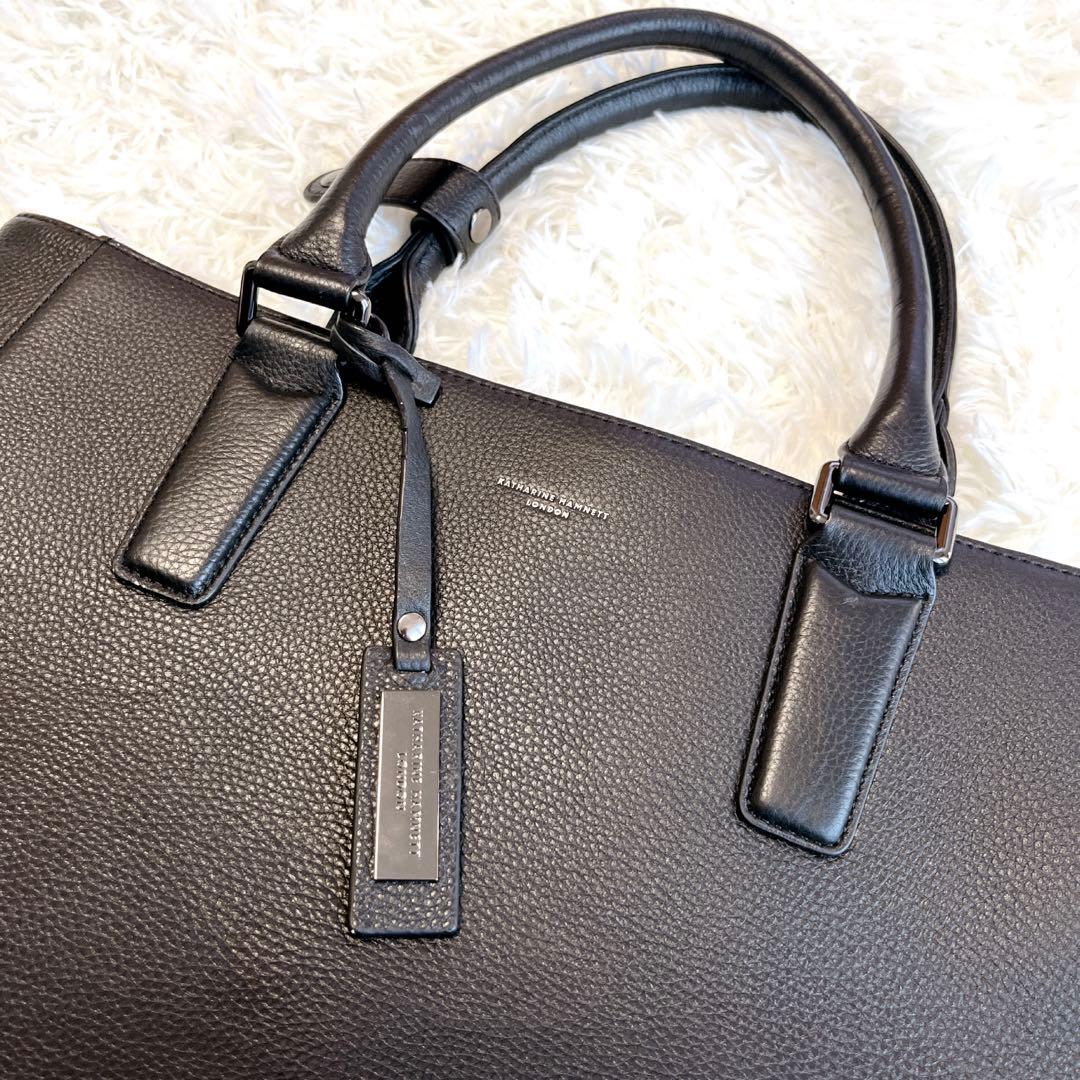キャサリンハムネット シボ革 トートバッグ ビジネスバッグ 大容量 A4