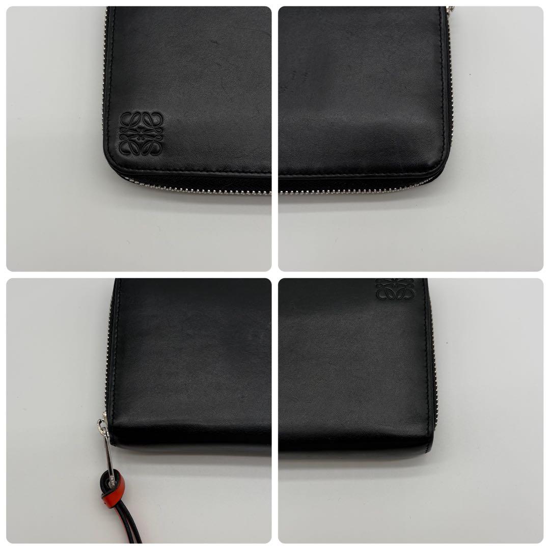 希少 LOEWE アナグラム ブラック レインボー ラウンドファスナー 長