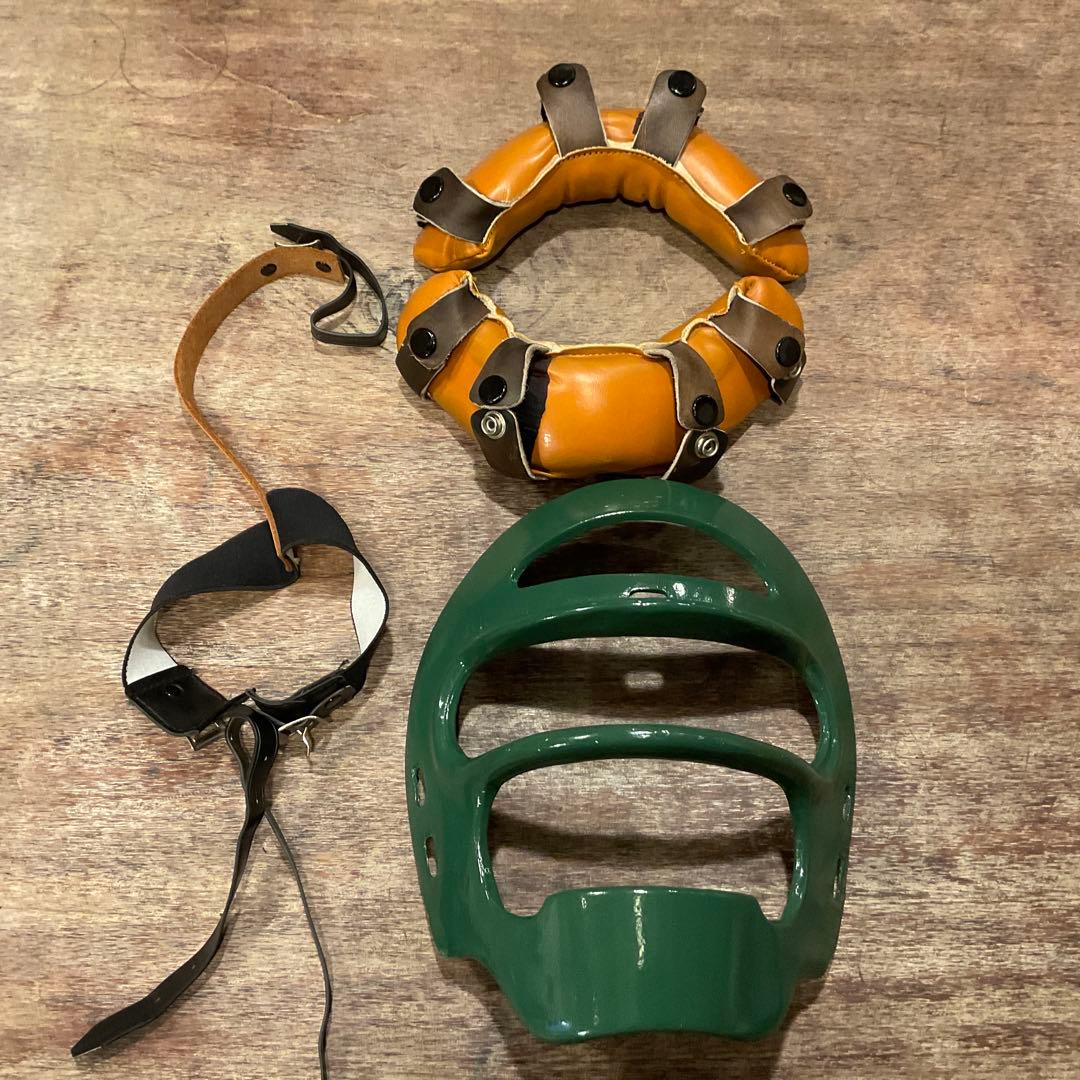 未使用保管品！昭和レトロ キャッチャーマスク 金属製 野球 審判 硬式