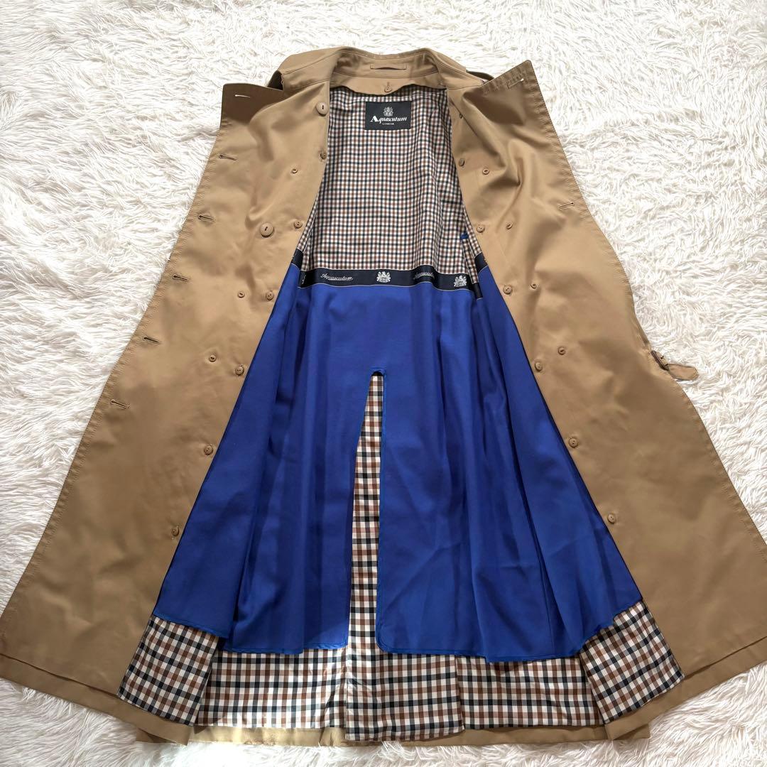 アクアスキュータム トレンチコート ブルー 青 ライナー ベルト ダブル
