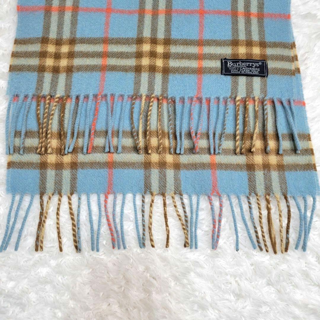 極美品】Burberrys バーバリー マフラー カシミヤ イングランド 青