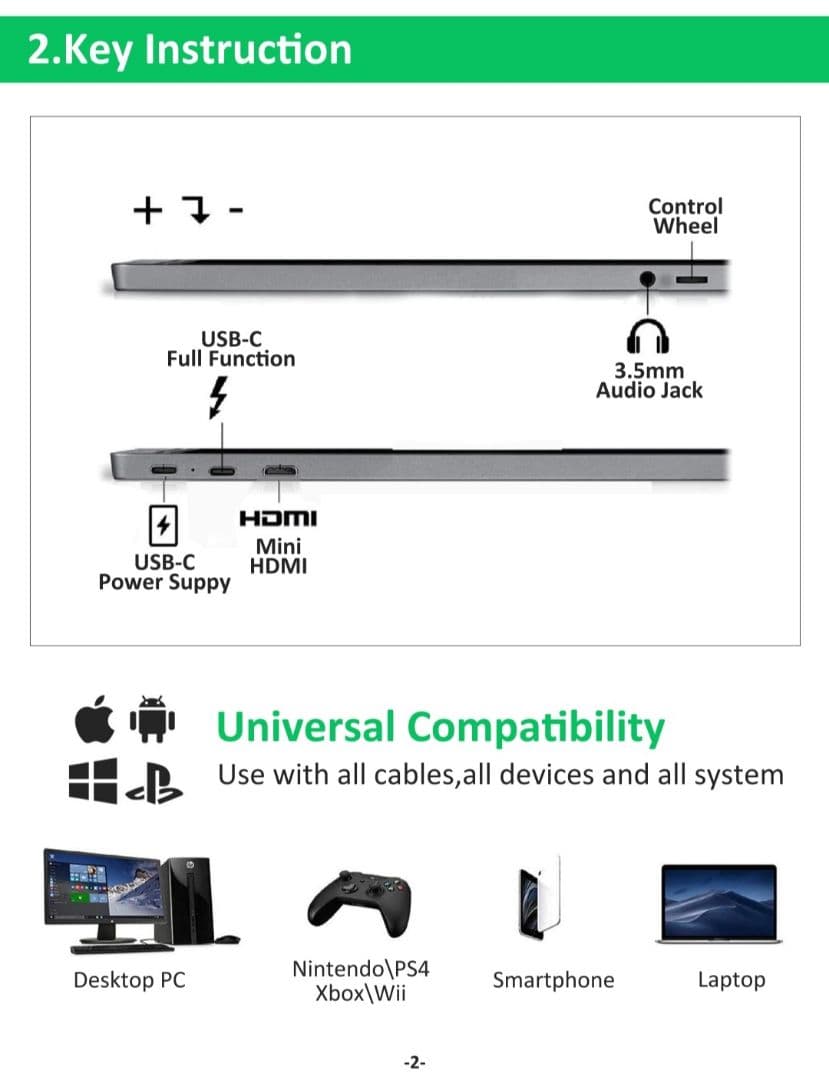 CNBANAN 16インチ 2.5K ポータブルモニター