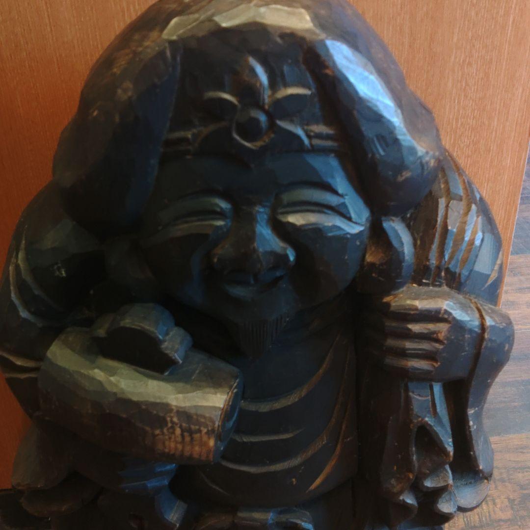 松宮順一　大黒様　木彫　置物　大型　木製　骨董　時代物