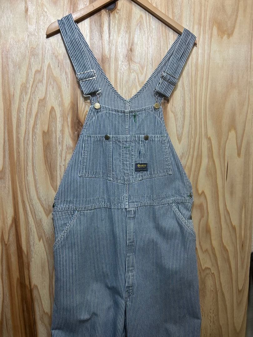 激レア70s OSHKOSH オシュコシュ ヒッコリーオーバーオール 38インチ 70s OSHKOSH オシュコシュ オーバーオール ヒッコリーストライプ
