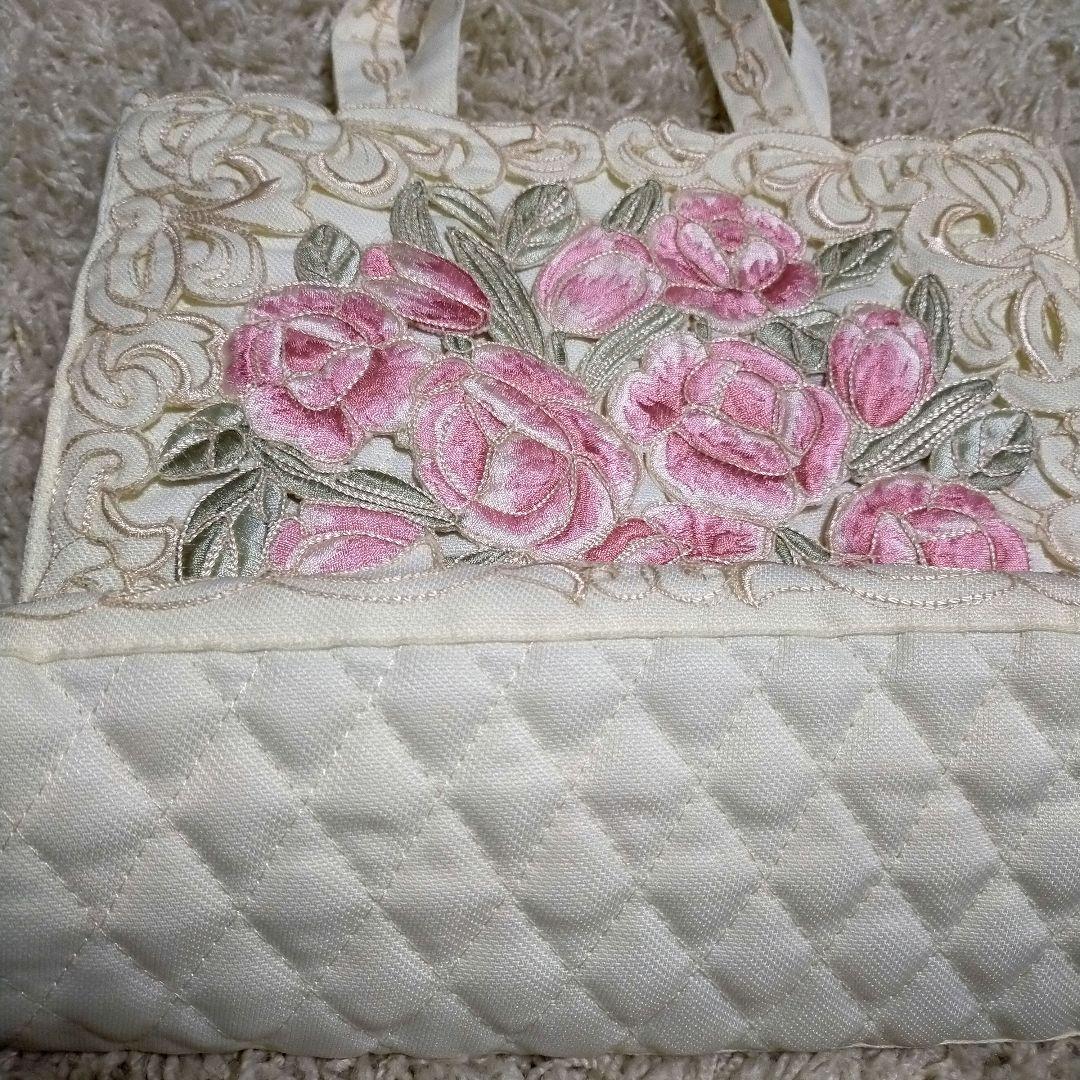 川島織物セルコン レース チュウリップ薔薇トートバッグ 着物和装