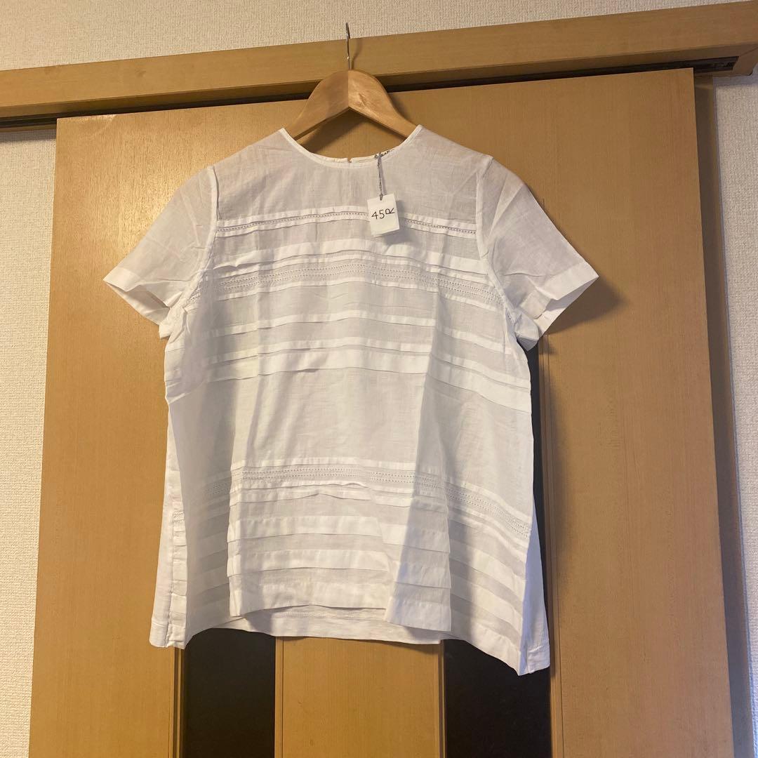 45R コットンタックブラウス Tシャツ カットワーク ホワイト 2WAYフロントタックブラウス【ネコポス】 – BLUE ONLINE