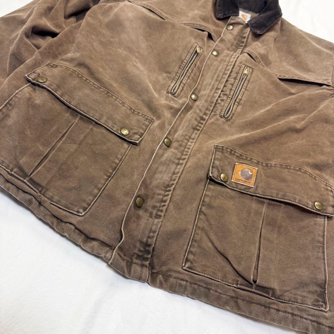 80s 90s Carhartt カーハート ダックジャケット 革タグ 変わり種