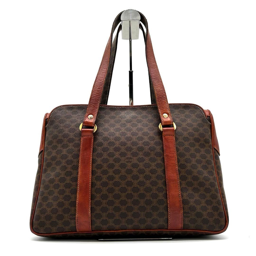 美品】セリーヌ トートバッグ マカダム トリオンフ PVC レザー 肩掛け