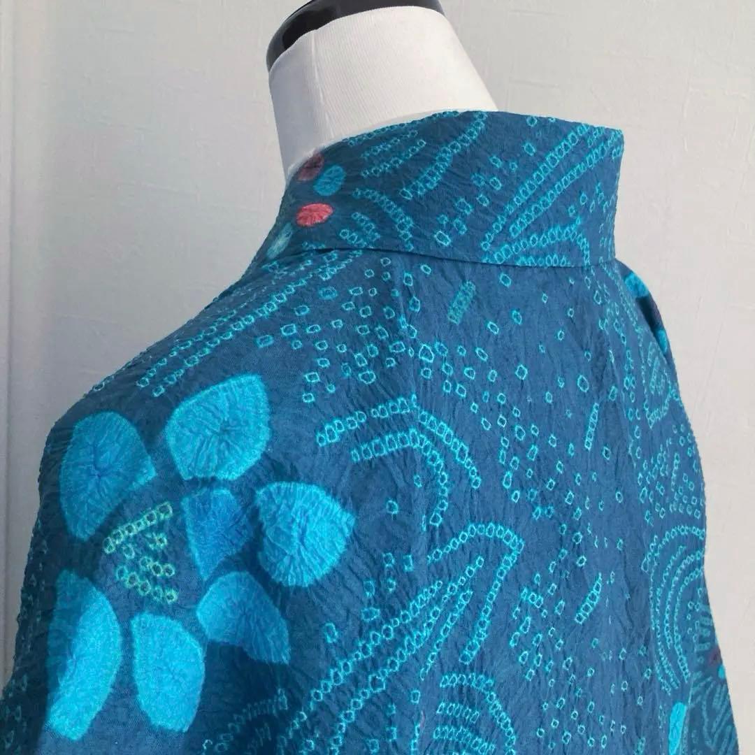 よりゆか様専用 有松絞り・有松鳴海絞り浴衣 グレー・ターコイズNo.7