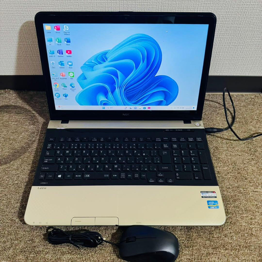 S286 NECノートパソコン i7メモリ8G高速Windows11オフィス付き - メルカリ