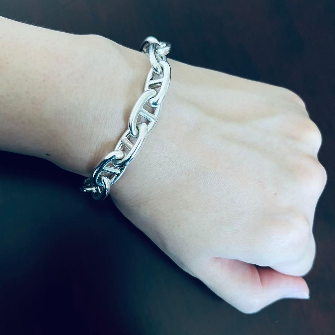 ヴィンテージエルメス シェーヌダンクル ブレスレット GM13コマ 筆記体