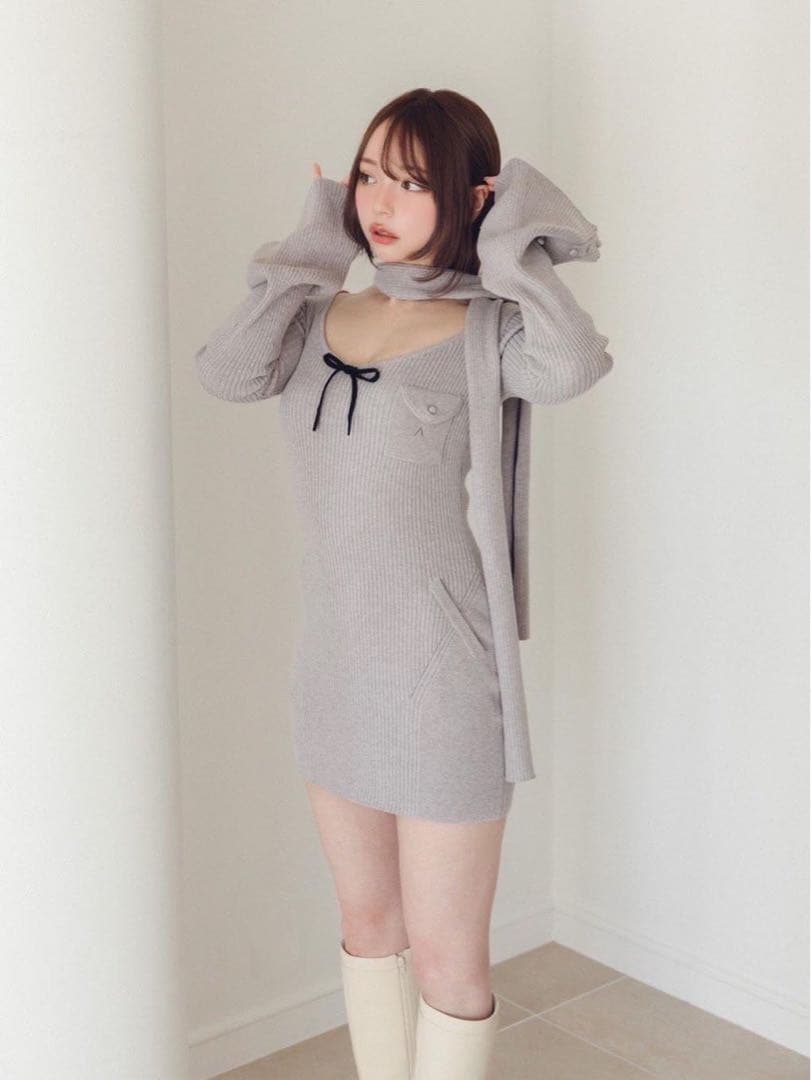 定価】andmary : Leah muffler mini dress