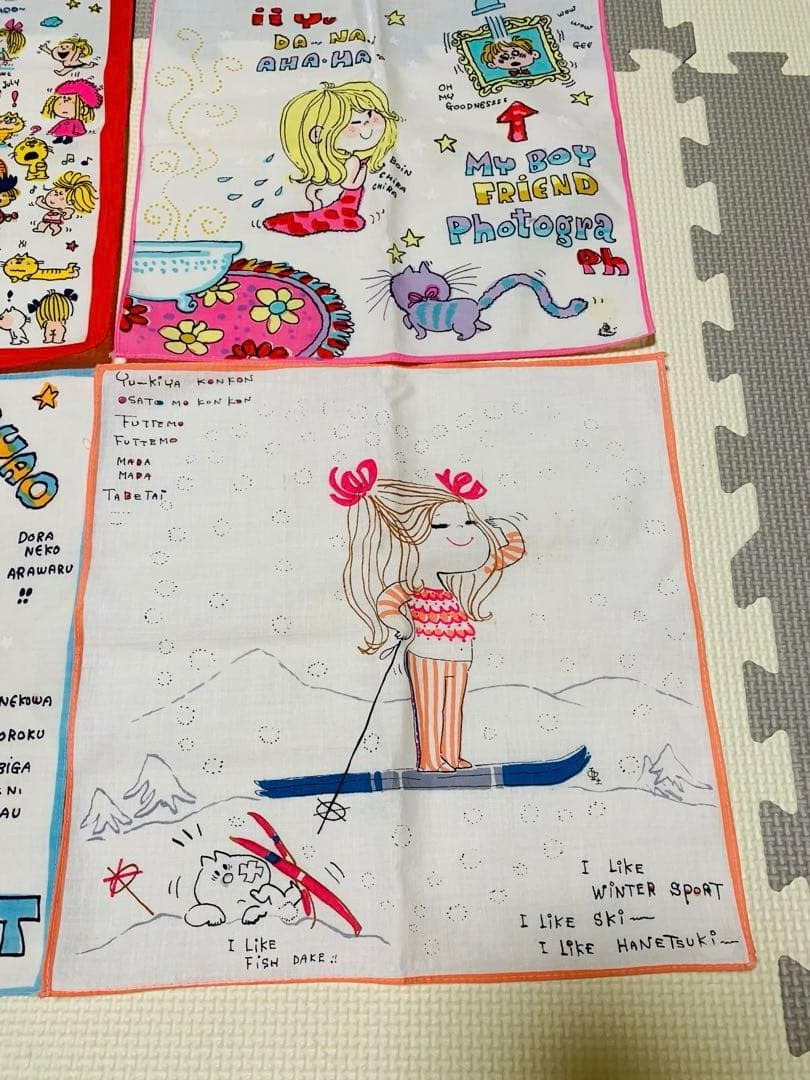 激レア 昭和レトロ 水森亜土 ハンカチ9枚セット 当時物