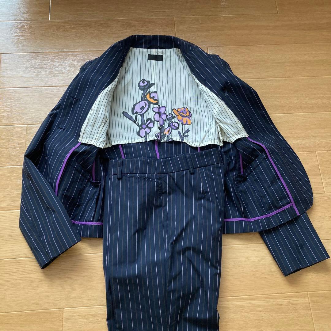 Paul Smith BLACK レディース スーツ ストライプ ネイビー 40 美品】ポールスミス スーツ・セットアップ ストライプ L 黒